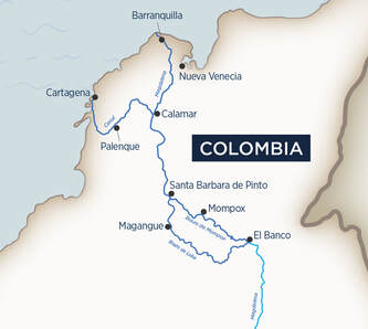 Colombia and the Magdalena River Map Picture