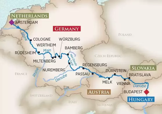 Combination RHINE, DANUBE, MAIN Rivers on one 14 day cruise on AmaWaterways Picture